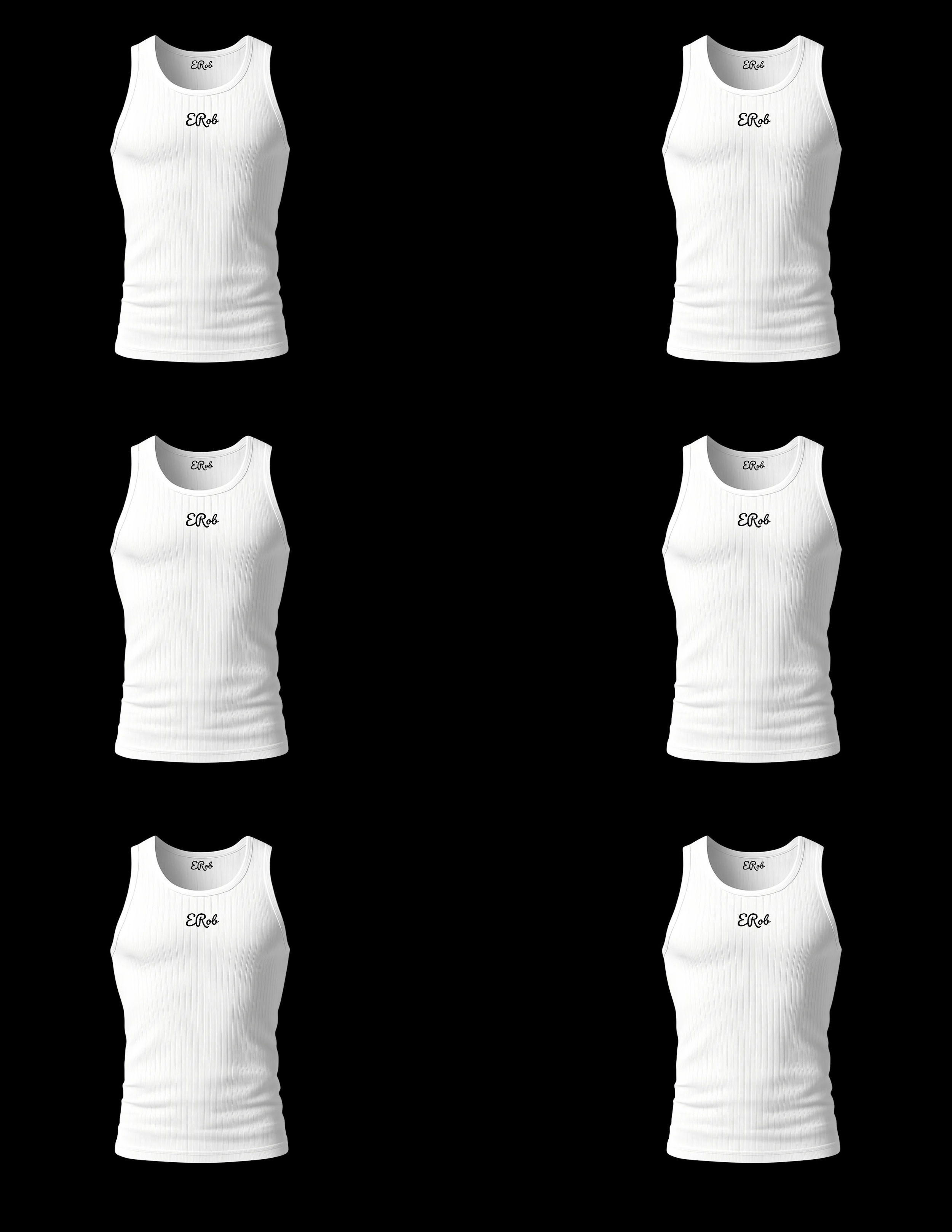 "ERob" White Tank Top 6 Pack
