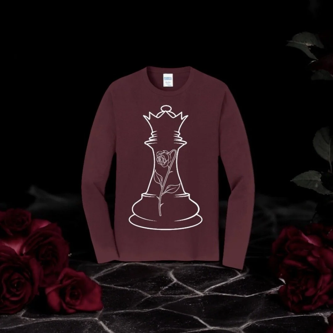 Maroon shirt with white outline