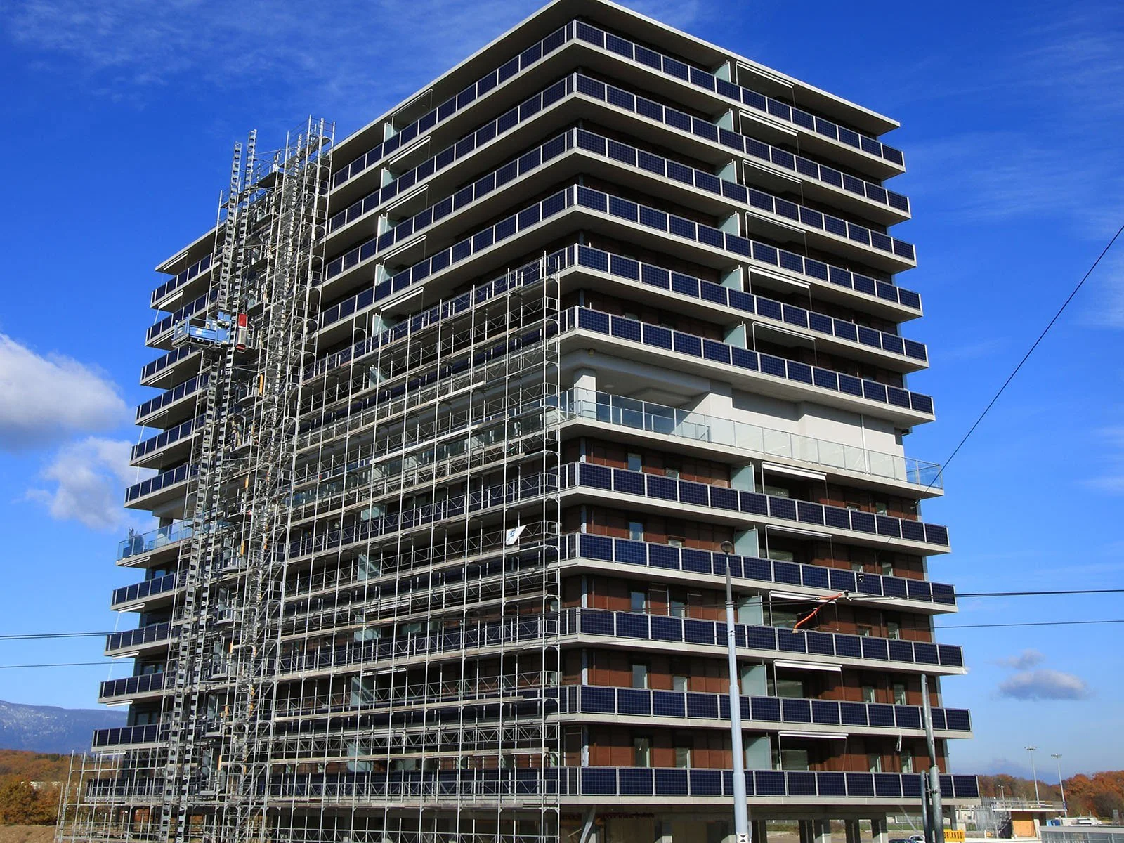Doublages thermiques, cloisons et enduits en plâtre réalisés par DSD SA pour l'écoquartier Les Vergers à Meyrin
