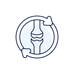 Illustration of a knee joint, showing bones, cartilage, and ligaments.
