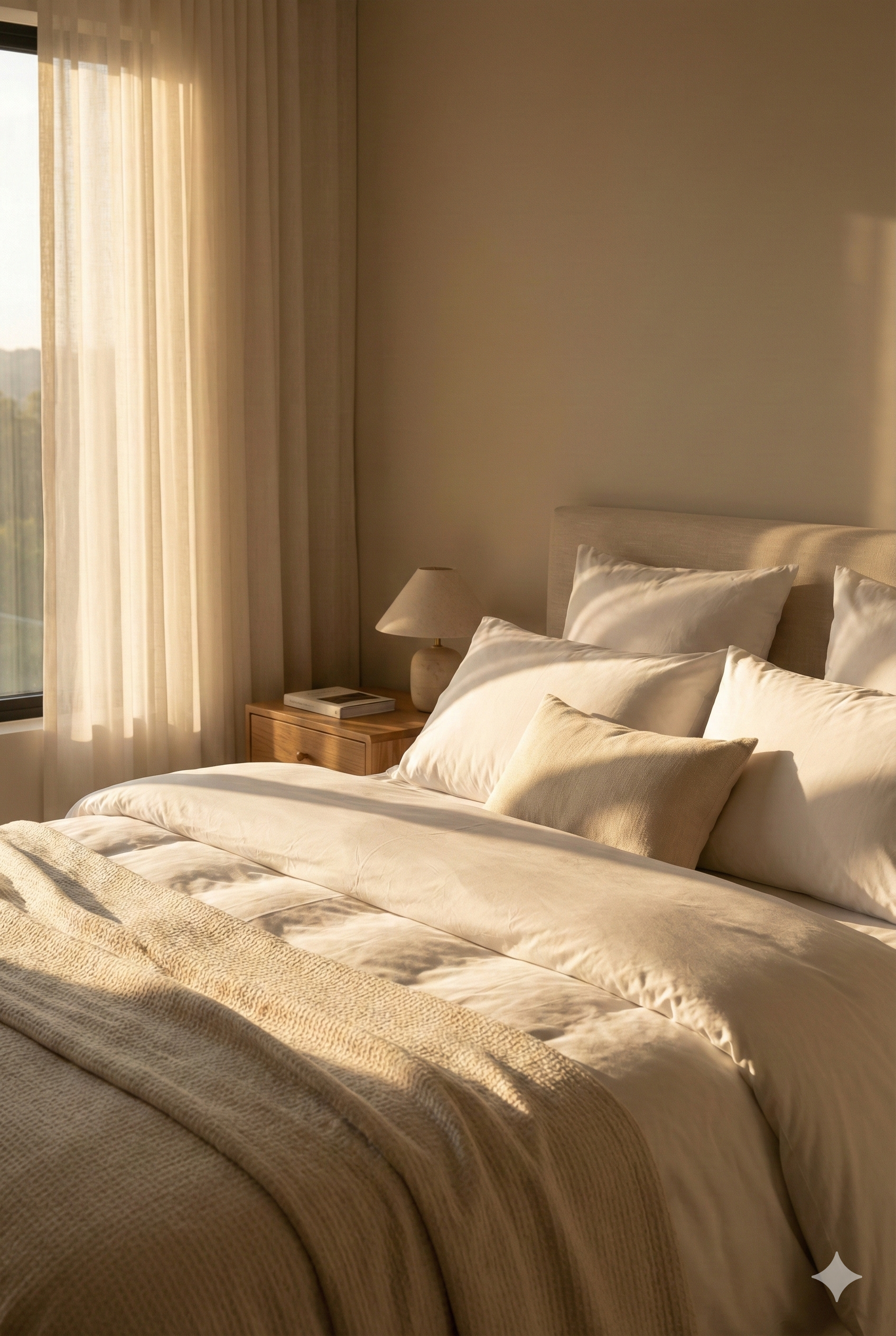 A neatly made bed, representing restorative sleep and CBT-I insomnia treatment provided by Abide Psychiatry in North Carolina.