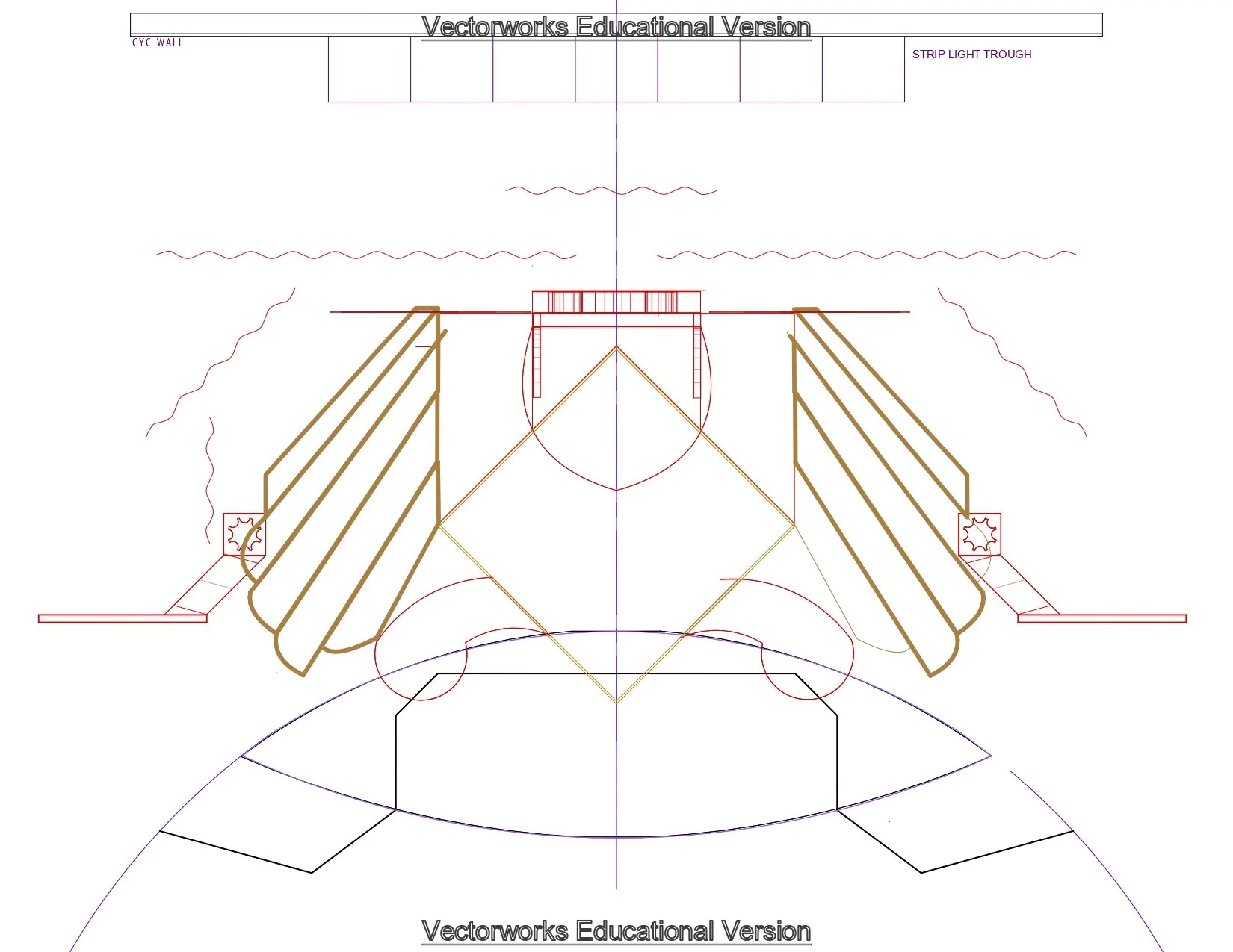 A technical diagram of a hockey rink with various lines, circles, and markings, including a central face-off circle, goal areas, and boundary lines, labeled with educational and technical annotations.