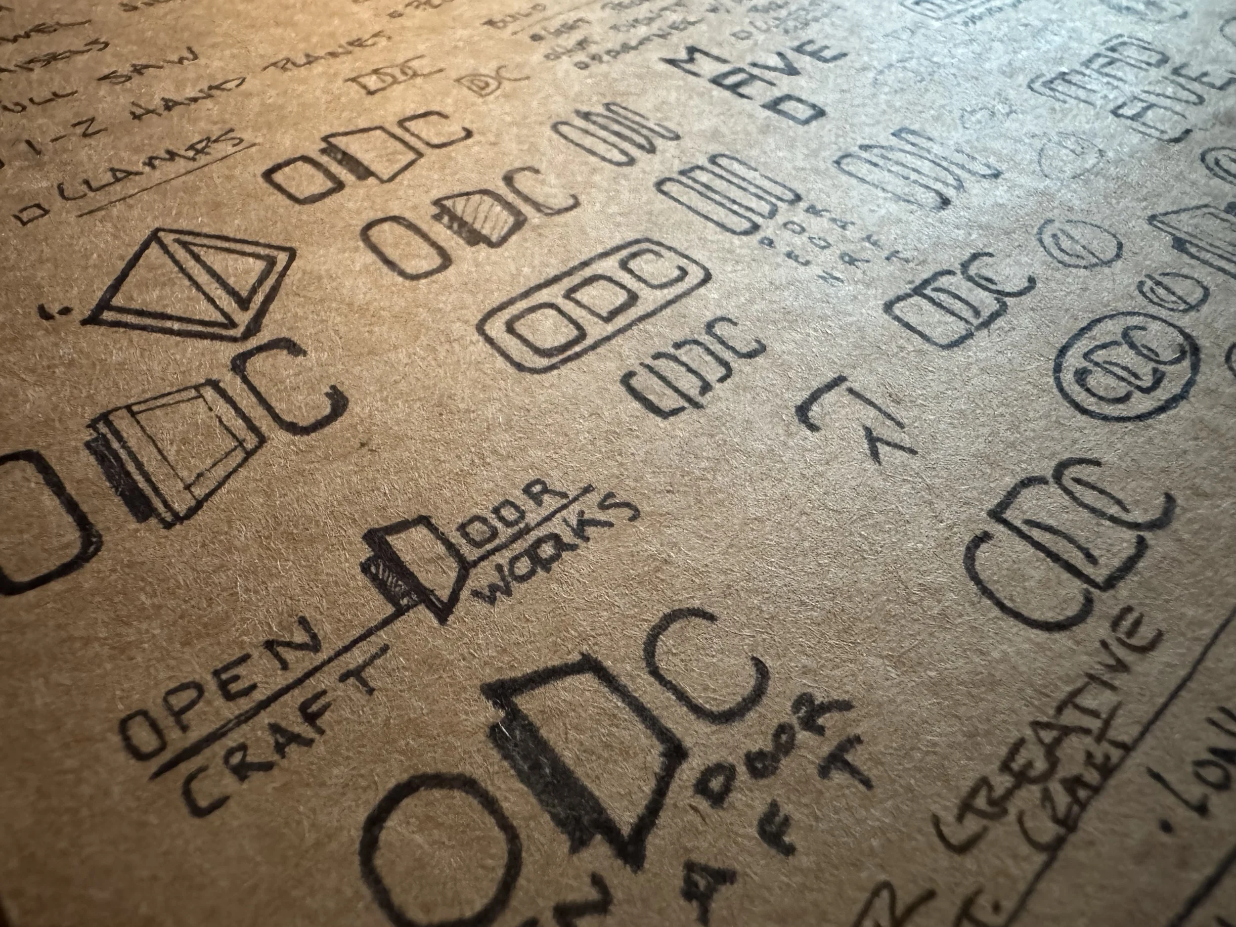 Drawings of logo ideas for furniture company