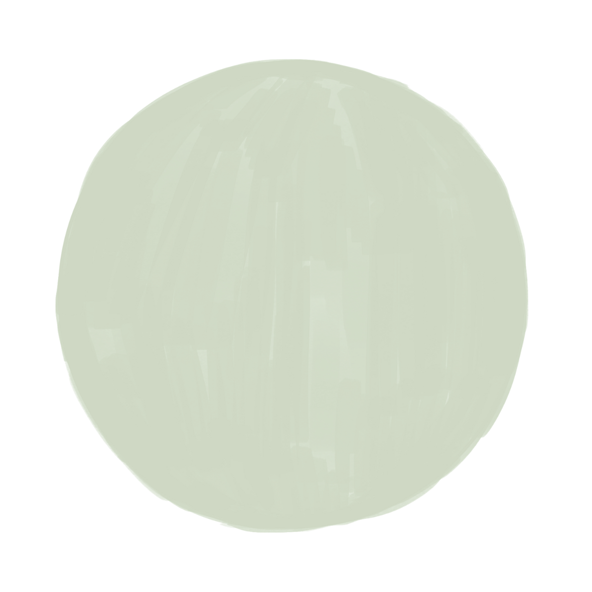 A pale green sphere with a smooth surface and no visible details or features.