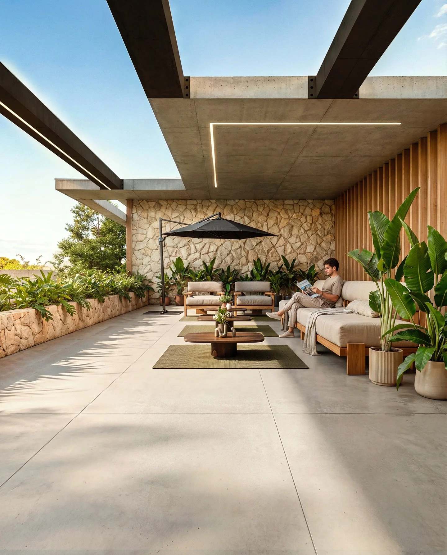 ✨ Casa Aurora
&Aacute;rea 1.458,87m&sup2;
.
Um espa&ccedil;o pensado para desacelerar 🌿
Texturas naturais, concreto aparente, madeira e a presen&ccedil;a viva da vegeta&ccedil;&atilde;o criam uma atmosfera de conforto e equil&iacute;brio. 

A arquit