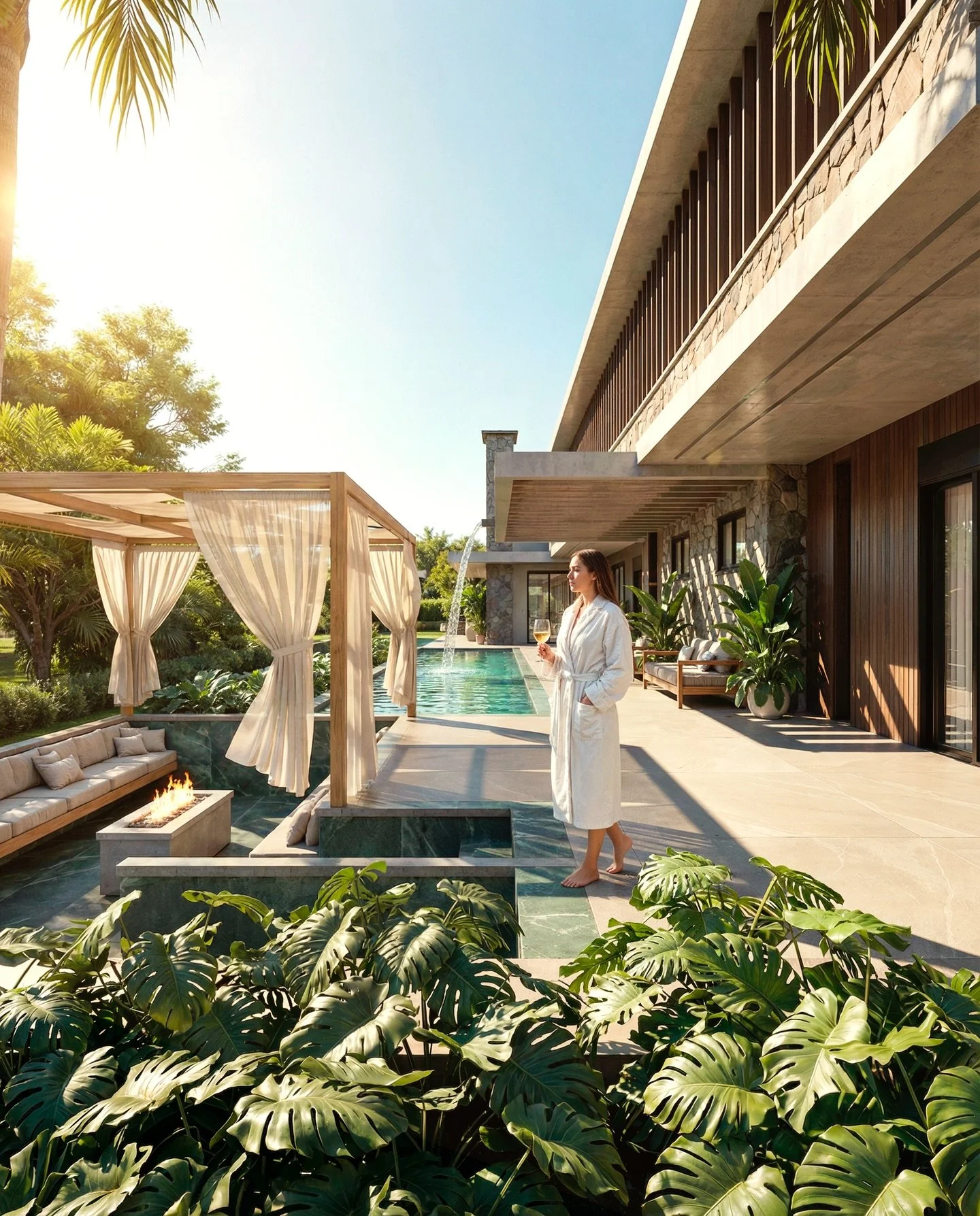 Casa Aurora
&Aacute;rea 1.458,87m&sup2;
.
Entre pedra, madeira e &aacute;gua, o espa&ccedil;o se desenha como um sil&ecirc;ncio constru&iacute;do &mdash;
onde a luz atravessa, o verde envolve e cada linha existe para conduzir a sensa&ccedil;&atilde;o