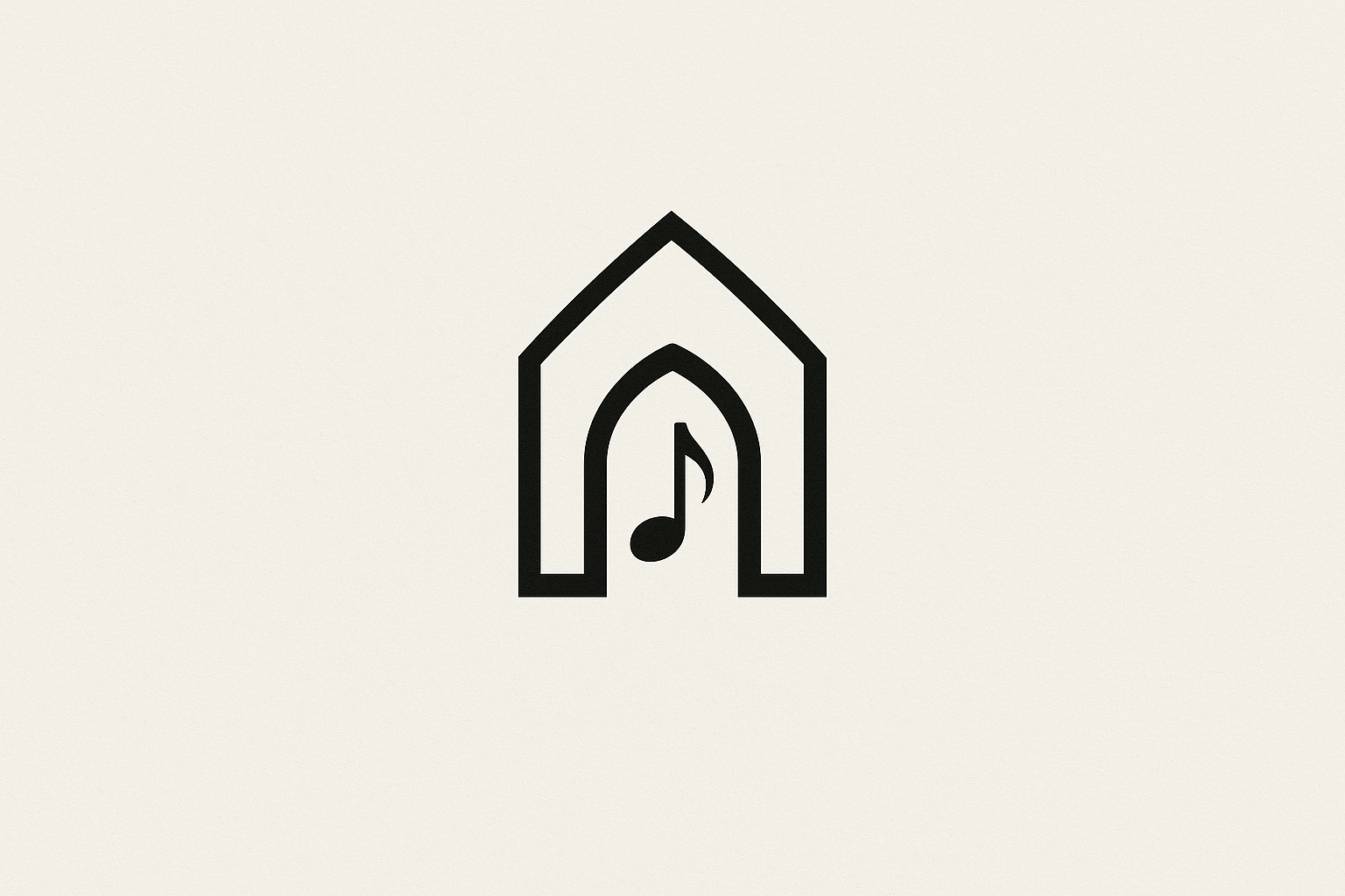 Icon of a house with a musical note inside, representing a music house or music venue.