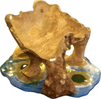 piece unique en bois olivier et epoxy