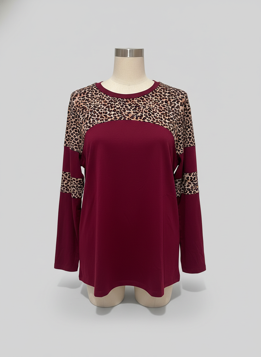 Sunshine & Rodeos Long Sleeve T w/Leopard - Sz 2XL