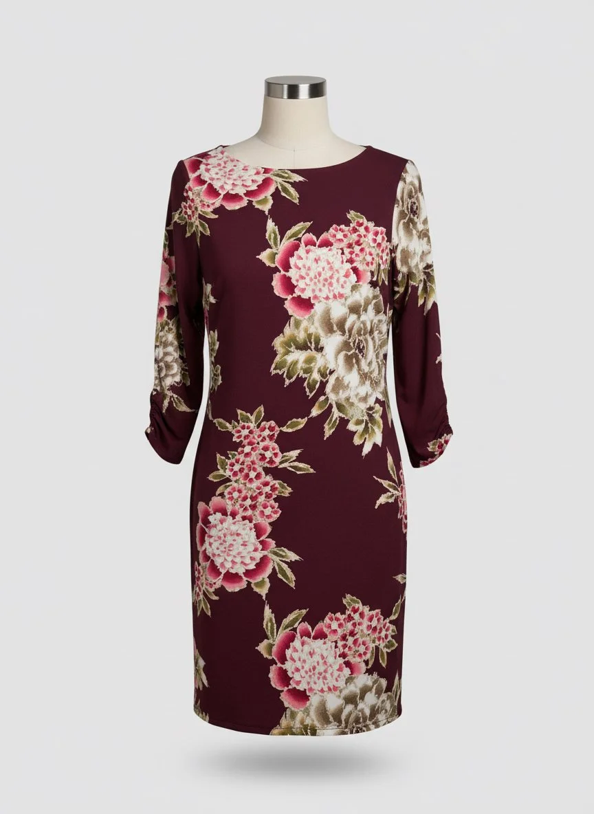 Chico's Burgundy Floral Dress - Sz 0-Petite