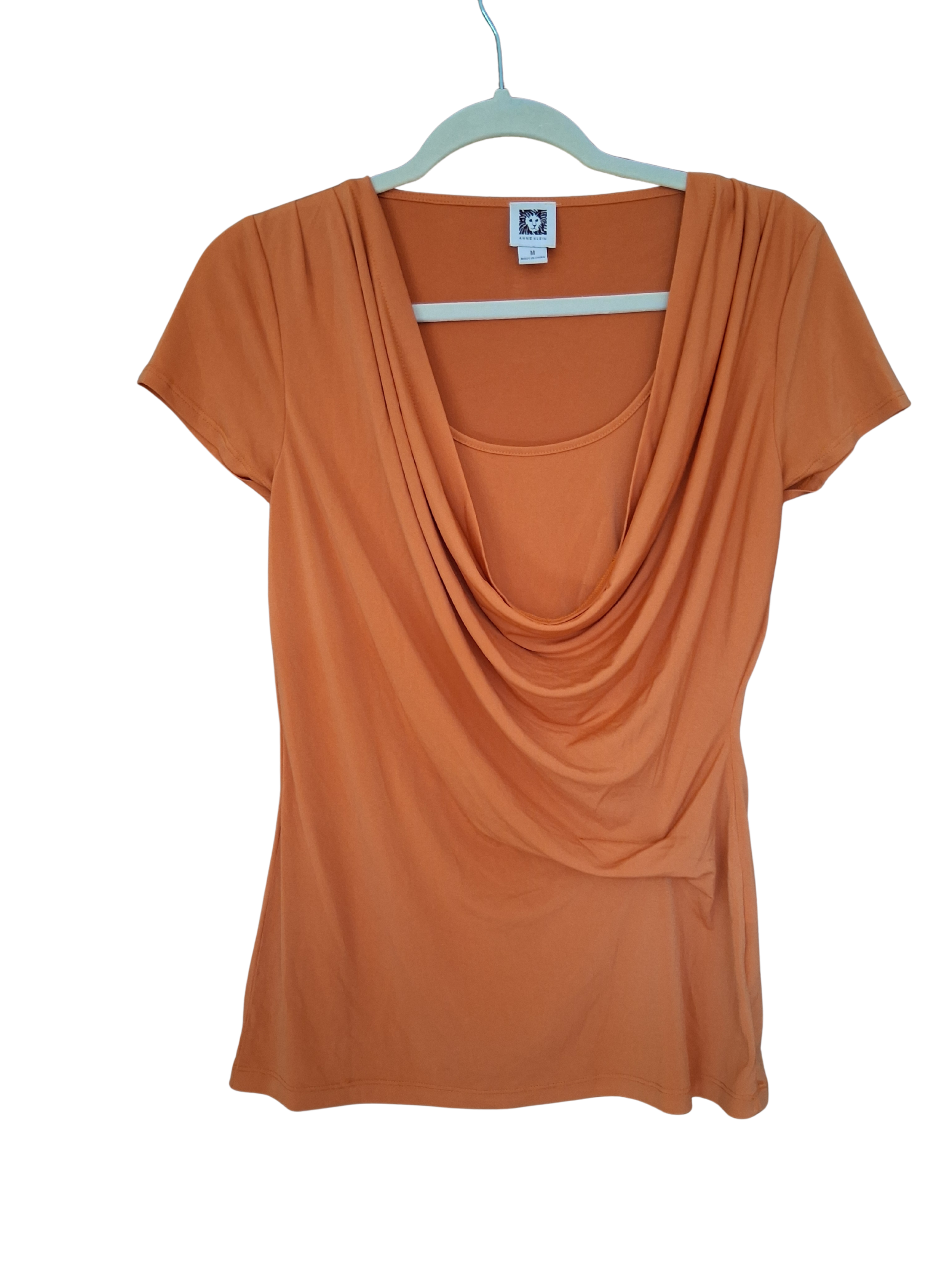 Anne Klein Drape Neck Short Sleeve Top - Size M
