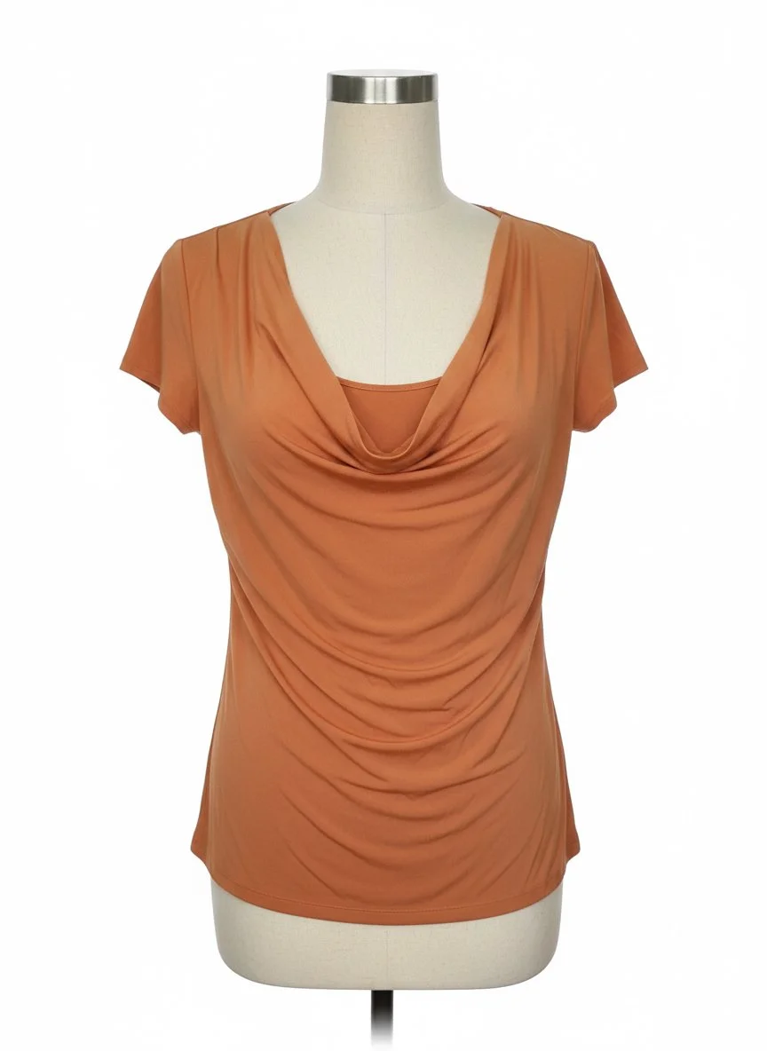 Anne Klein Drape Neck Short Sleeve Top - Size M