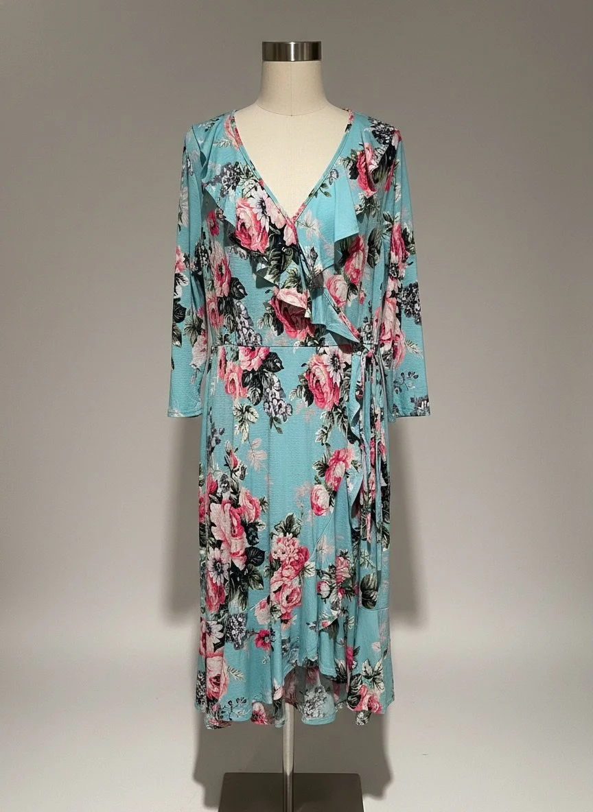 Janette Plus Floral Wrap Dress - Sz L