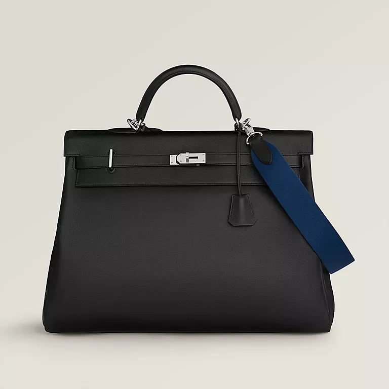 Hermès Kelly Voyage 50 Black Evercolor Palladium Hardware