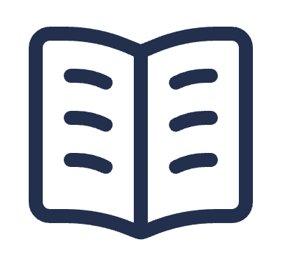 Icon of an open book with lines representing text.