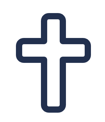 Outline of a simple cross symbol in dark blue.