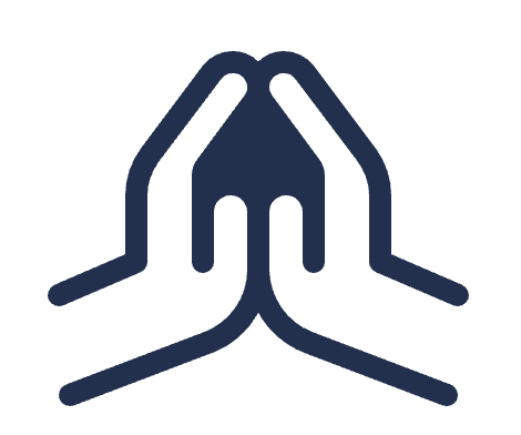 Icon of two hands pressed together in prayer or gratitude.