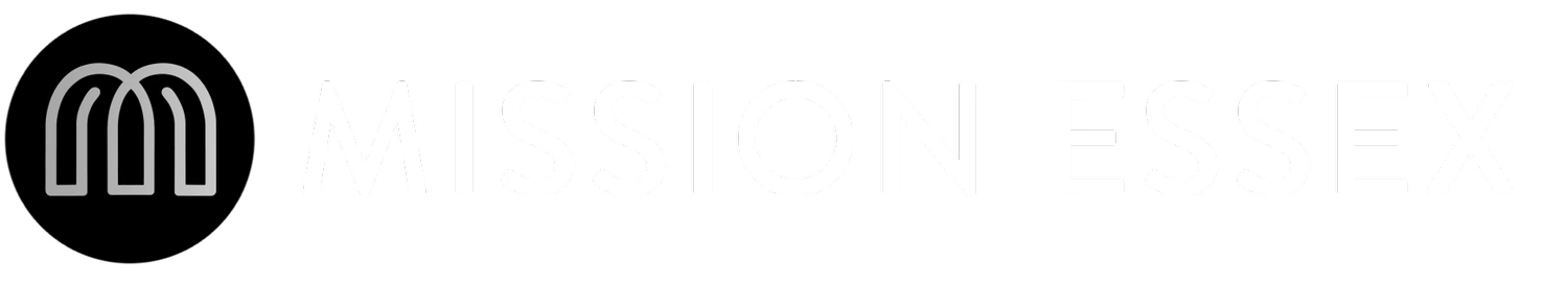 Logo for Mission Essex featuring a stylized 'M' and the words 'MISSION ESSEX'.