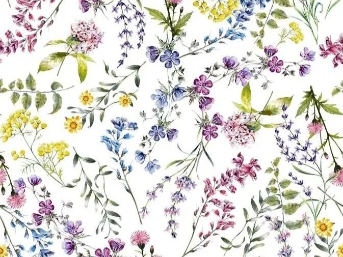 Multi colored floral print vinyl fabric