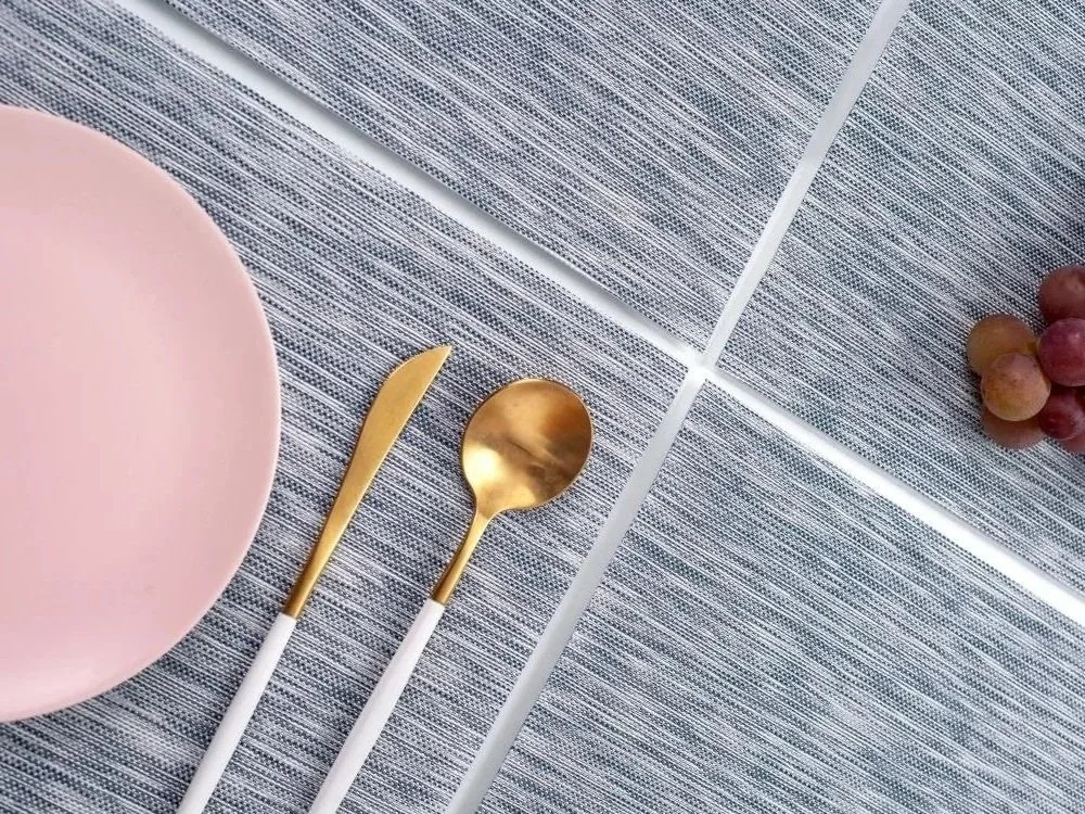 Woven Vinyl placemat. color light blue