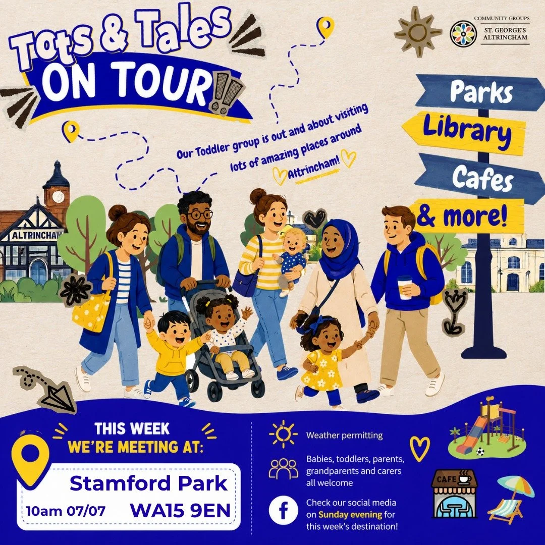And the tour of Tots &amp; Tales continues!
Tomorrow it's off to Stamford Park - Dee will be there (complete with a St George's purple flag) so why not pop down and say hello?