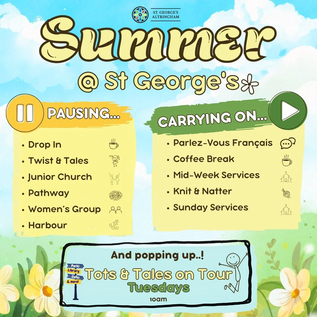 With the school holidays around the corner, and some big end of term celebration services, our children's groups are taking a much needed break! 😴

Here's what's pausing, and what's carrying on...

📆Everything back up and running from Sunday 6th Se