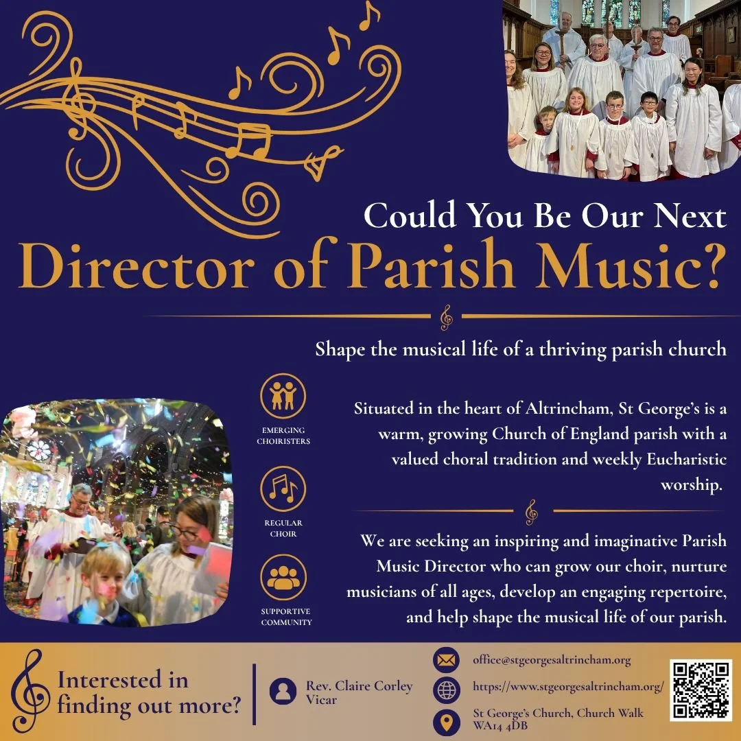 Could you help shape the future of music at St George's?

Music has always been at the heart of worship here at St George's, and we're excited about where it might lead us next.

We're currently recruiting for two exciting roles:

**Parish Music Dire