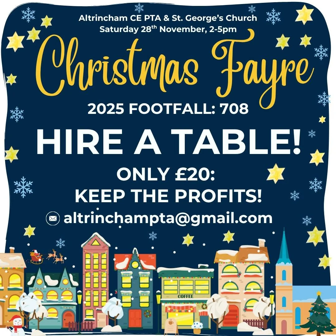 🎄 Bookings are now open for our Christmas Fayre! 🎄

Do you make, bake, create, or sell something special?

We can't quite believe that we are positing this in August, but there here we are! 

We're now taking bookings for stalls at this year's St G