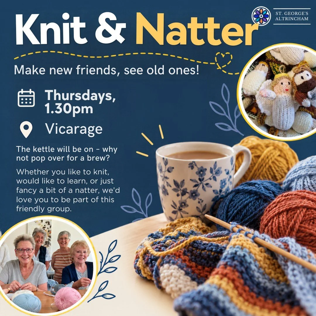 🧶☕ The kettle&rsquo;s on; fancy popping over for a brew?

Our Knit &amp; Natter group meets every Thursday at 1.30pm in the Vicarage, and there&rsquo;s always room for another chair around the table.

Whether you&rsquo;re an experienced knitter, wou