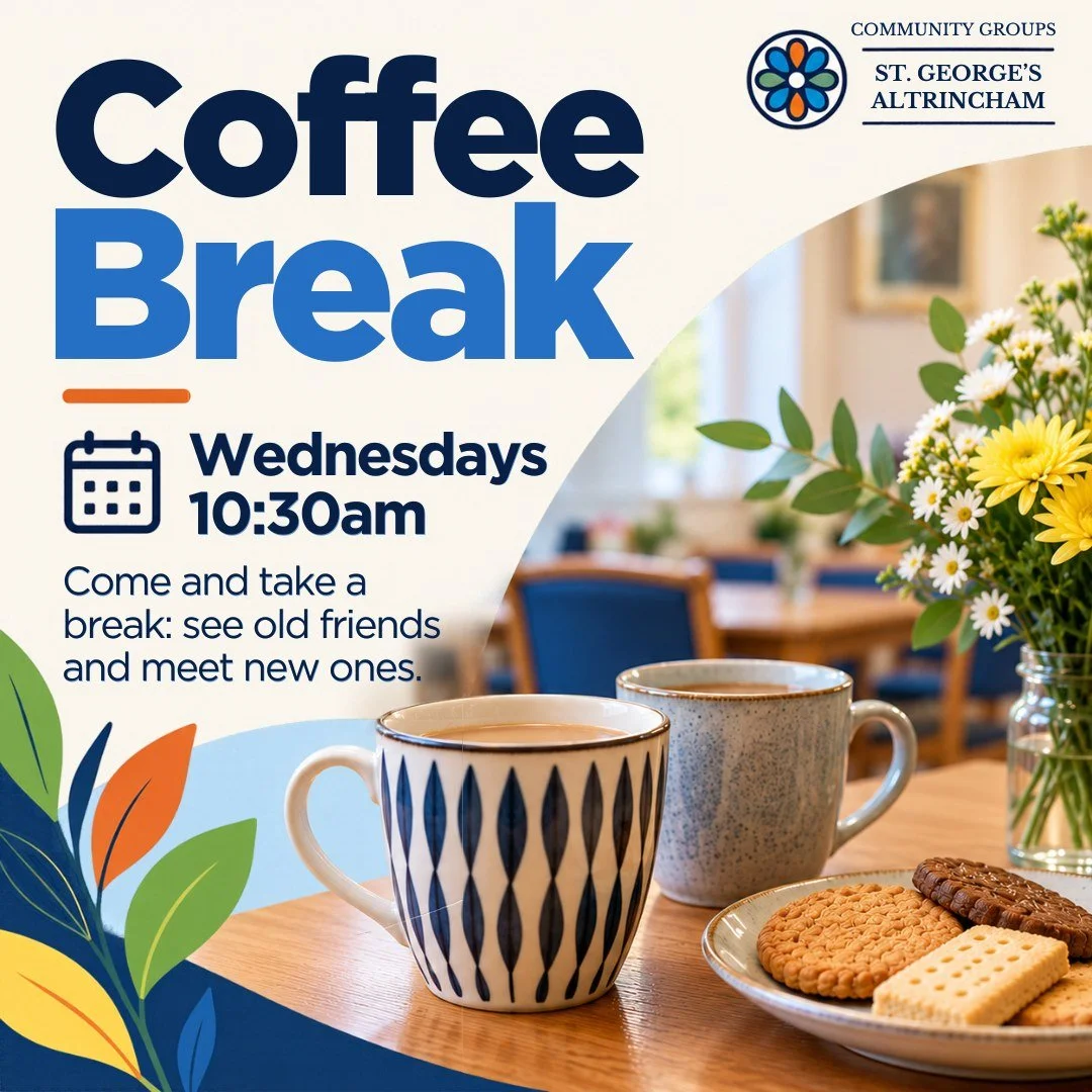 The kettle is on, and, at 10.30 the doors will be opening - why not pop over for a brew?

⏰10.30
📍Vicarage (Off Townfield Lane, next to church, Parish Centre &amp; school.  WA14 4DB)

Everyone welcome