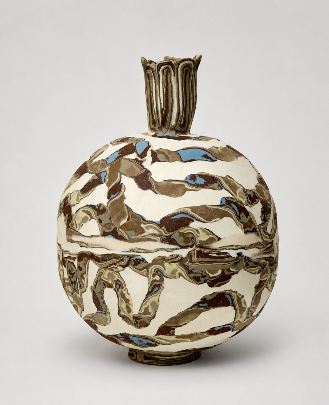 * Title: uNtItLeD_Blue Current, @2022 * Medium: porcelain, stoneware, Brooklyn red clay, blue and green pigments mixed with porcelain * Size: 13" x 10" x 10"