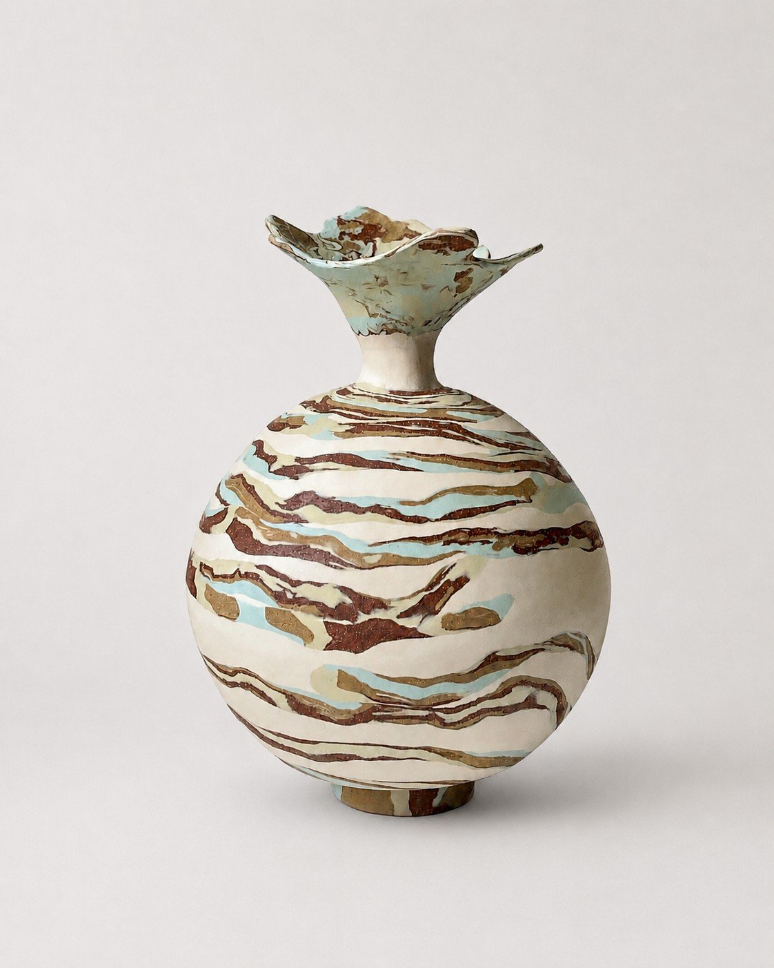 * Title: Lily_Of_The_Vallery, @2022 * Medium: porcelain, stoneware, Brooklyn red clay, blue and green pigments mixed with porcelain * Size: 11" x 8" x 8" * This work is no longer available. Image included for portfolio documentation only.


