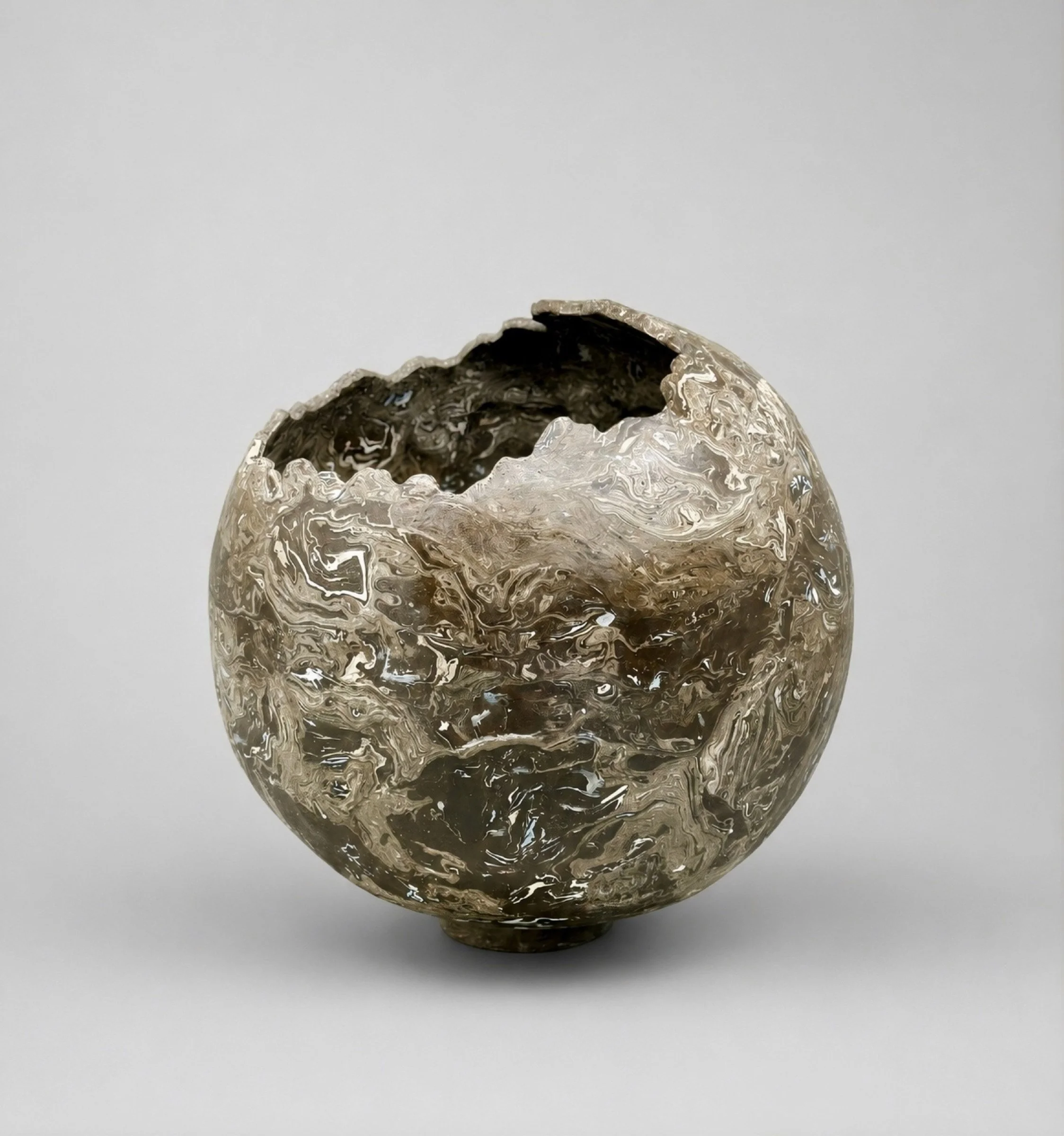 * Title: In_Becoming :: Holding_What_Remains, @2026  * Medium: Azabache LC 3, pigments, Stonewares  * Size: 16" x 13" x 12"