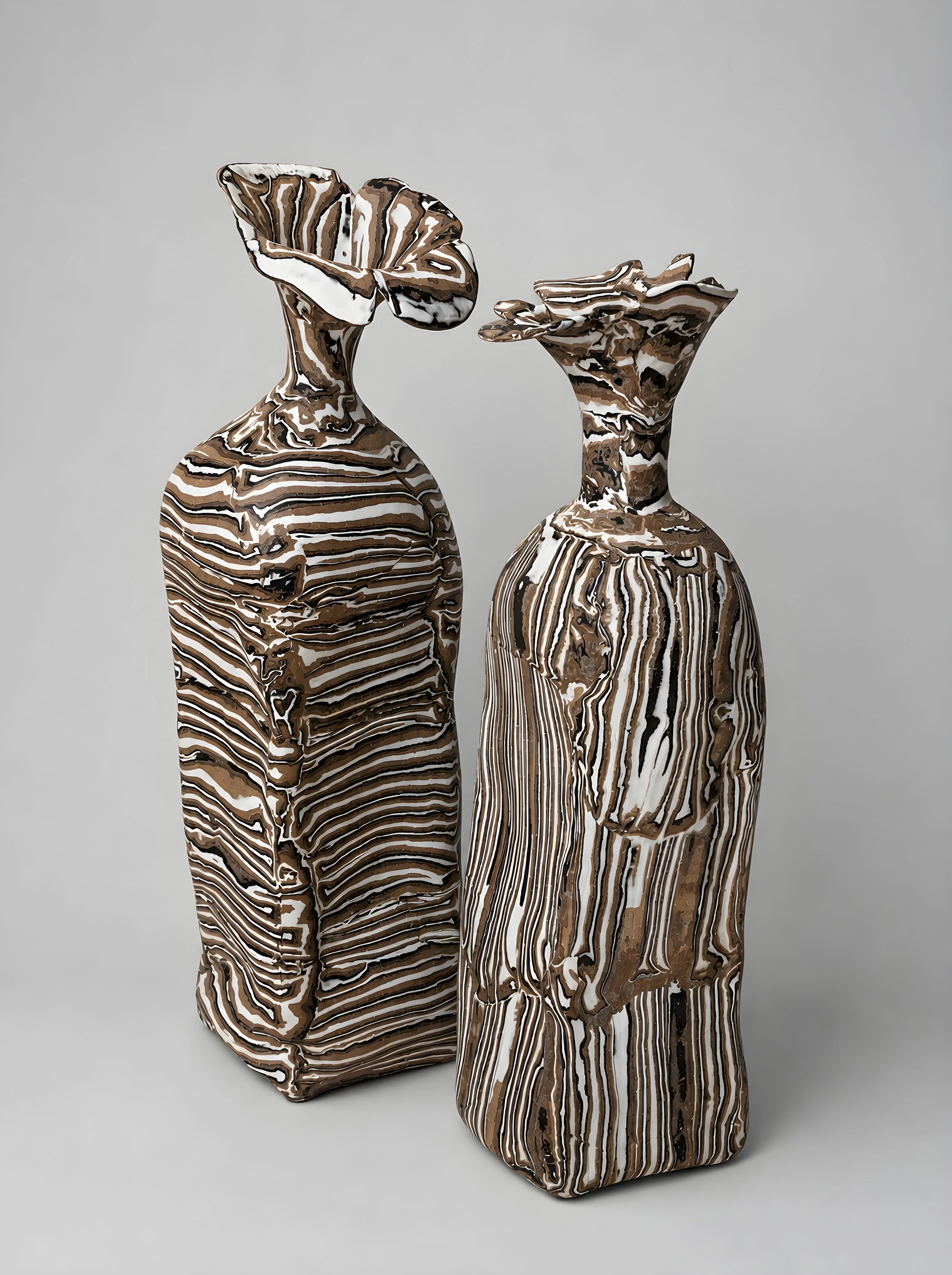 * Title: Duet, @2021
* Medium: Layered clay (Porcelain, Stoneware, Earthenware)
* Size: 16" x 10" x 5"