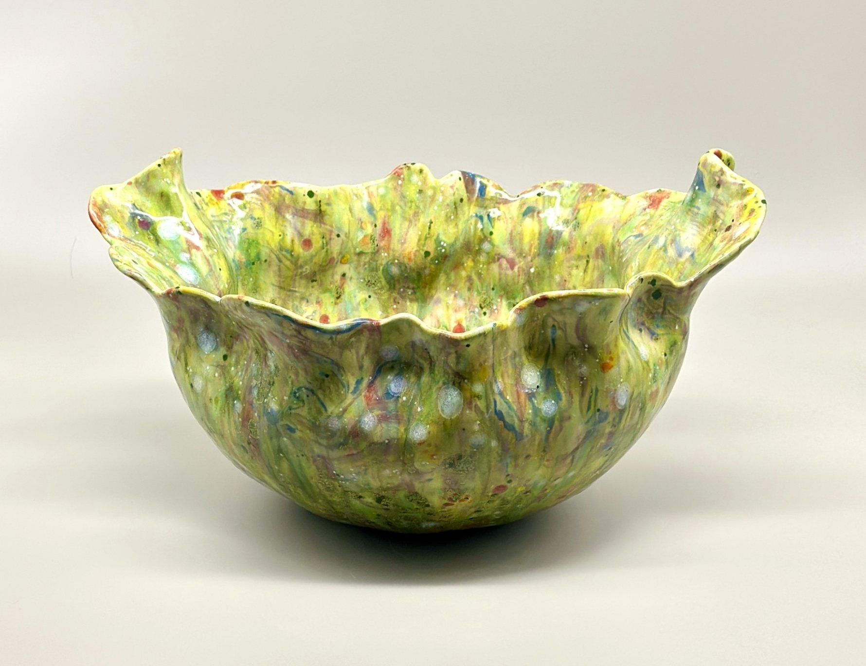 * Title: uNtItLeD_XVII.b_Comme, Spring Pond, @2025
* Medium: White Clay,  Blue Sio-2 Upsala porcelain, several color pigments mixed with porcelain, stoneware, Brooklyn red clay, Crystal Glaze
* Size: 9" x 12" x 16"