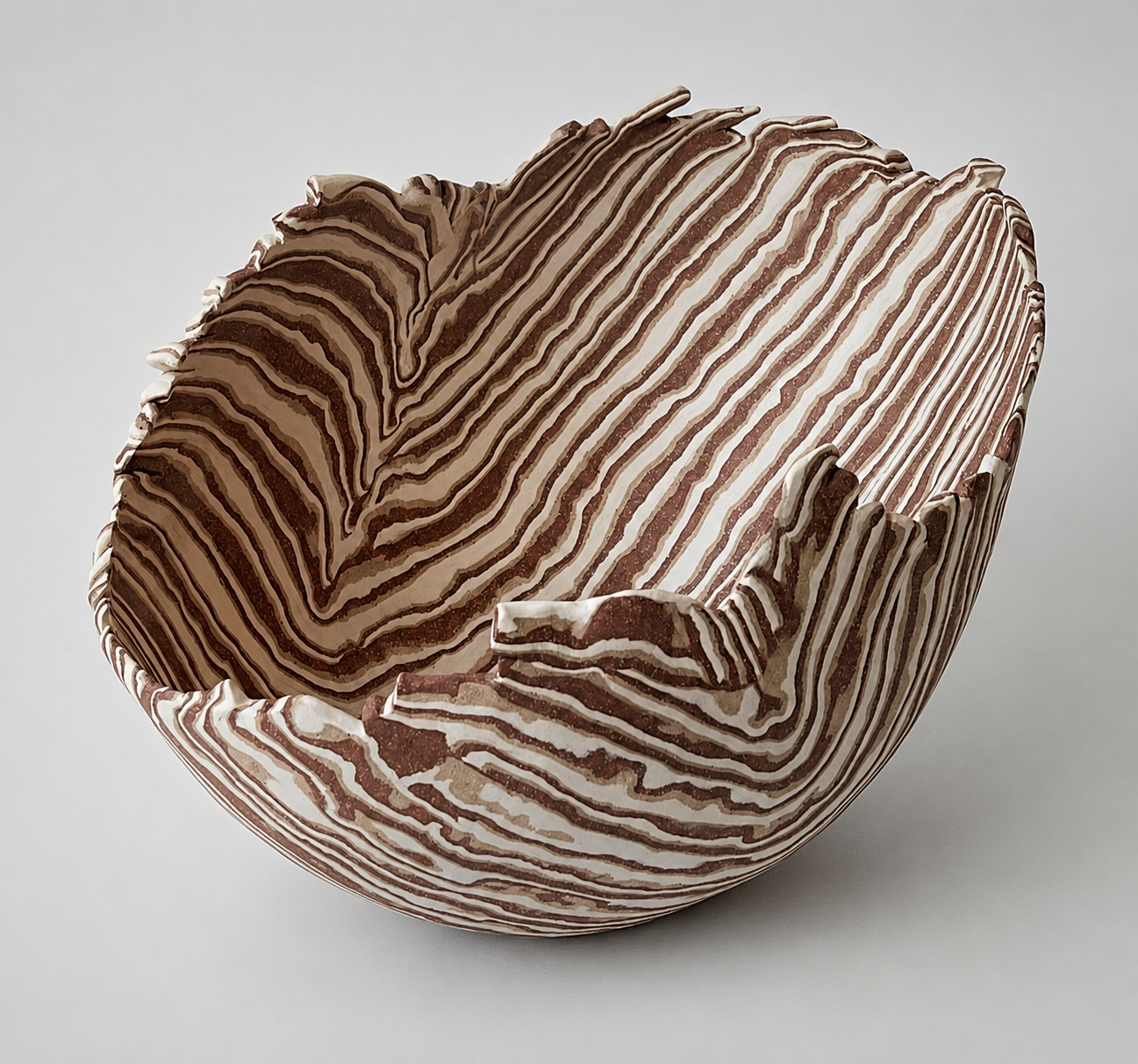 * Title: uNtItLeD_VI, @2022
* Medium: Layered clay with Porcelain, Stoneware, Earthenware
* Size: 7" x 15" x 5" * This work is no longer available. Image included for portfolio documentation only.