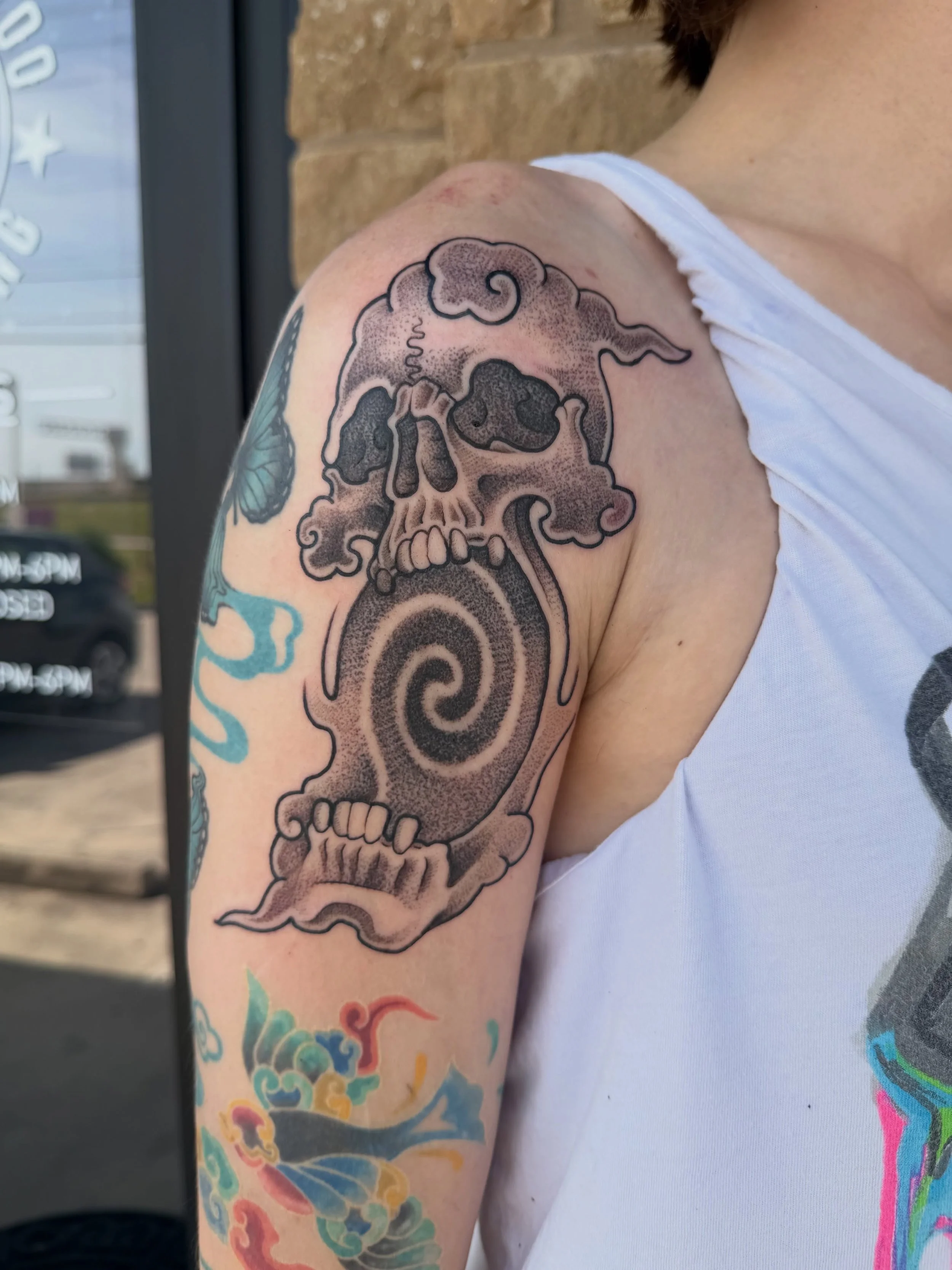 Super fun piece!
&bull;&bull;&bull;
Thank you for giving me such an interesting concept and the freedom to just go with it! I always enjoy a creative challenge and when my client asked for a skull made of clouds it definitely took a couple tries to g