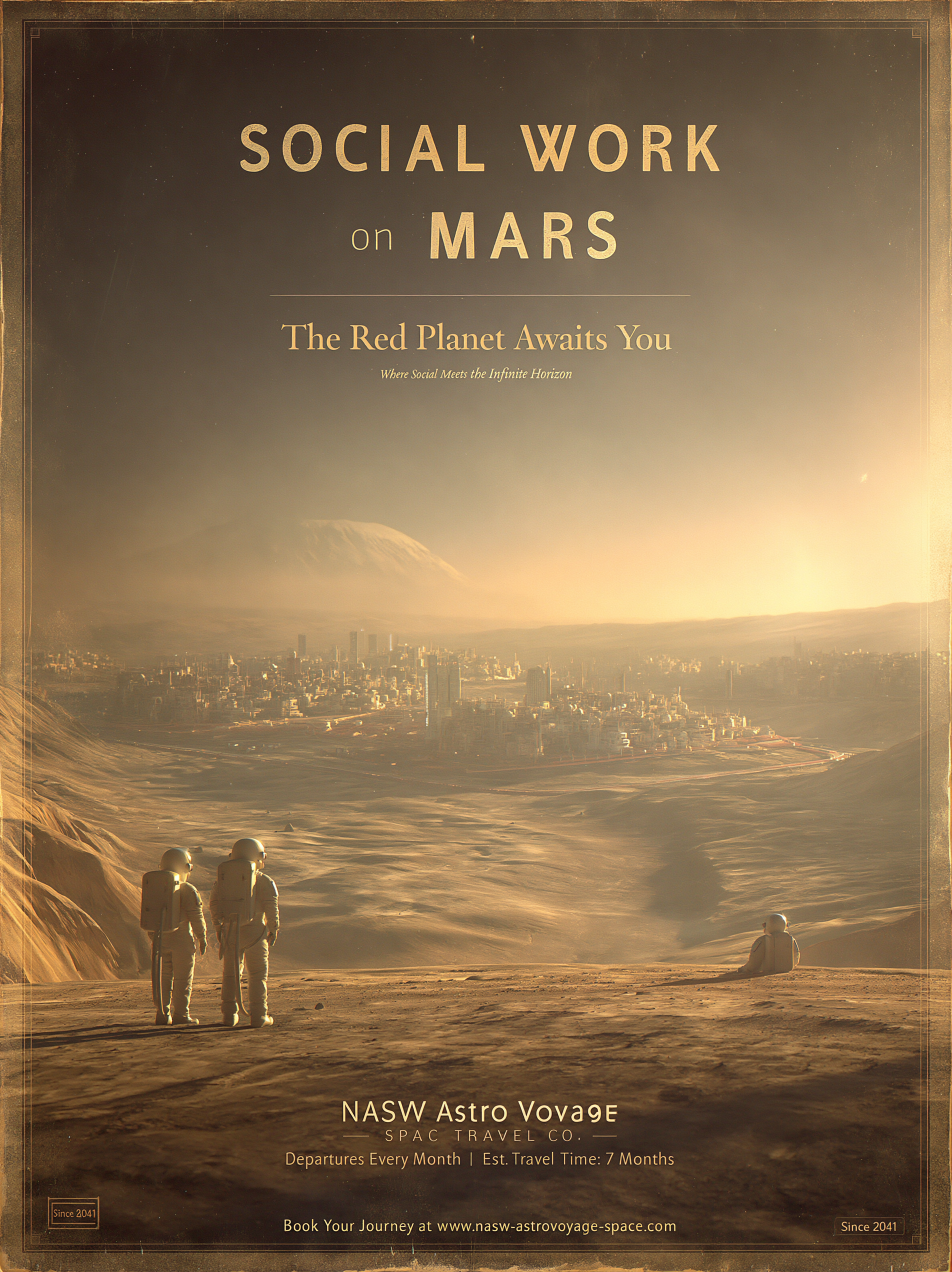 Imaginative poster about Social Work on Mars, part 1.
