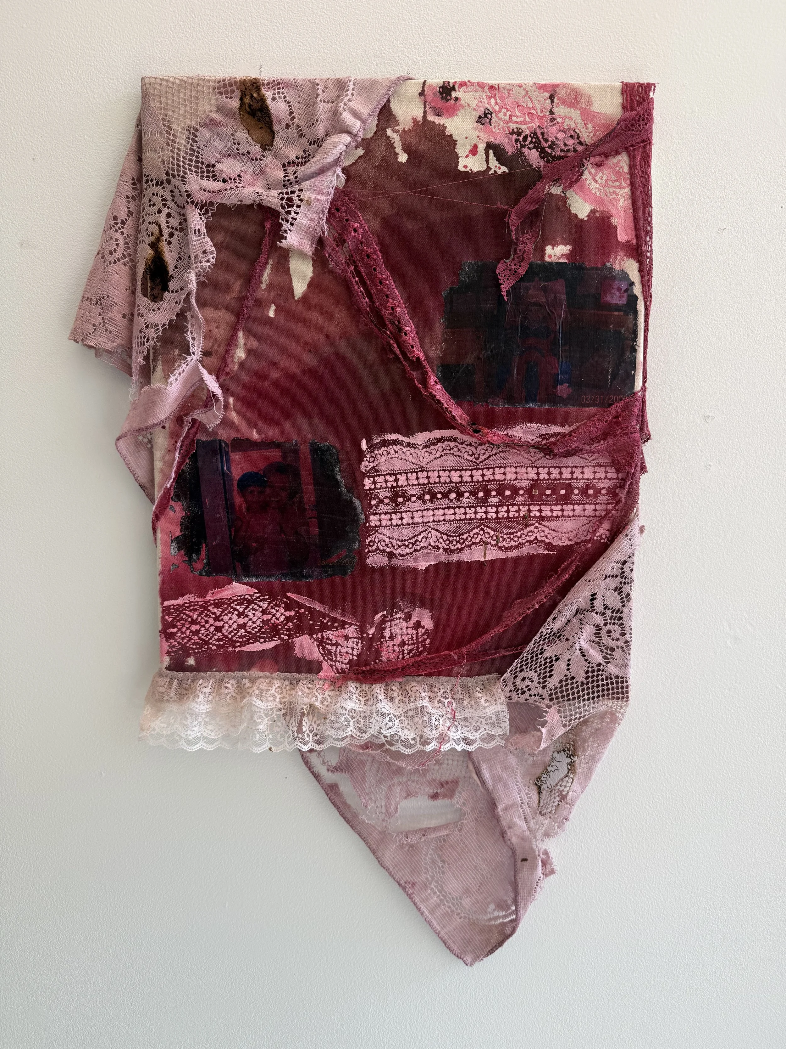 Soft Impressions 
Paint, fabric and photo transfers on canvas
2025