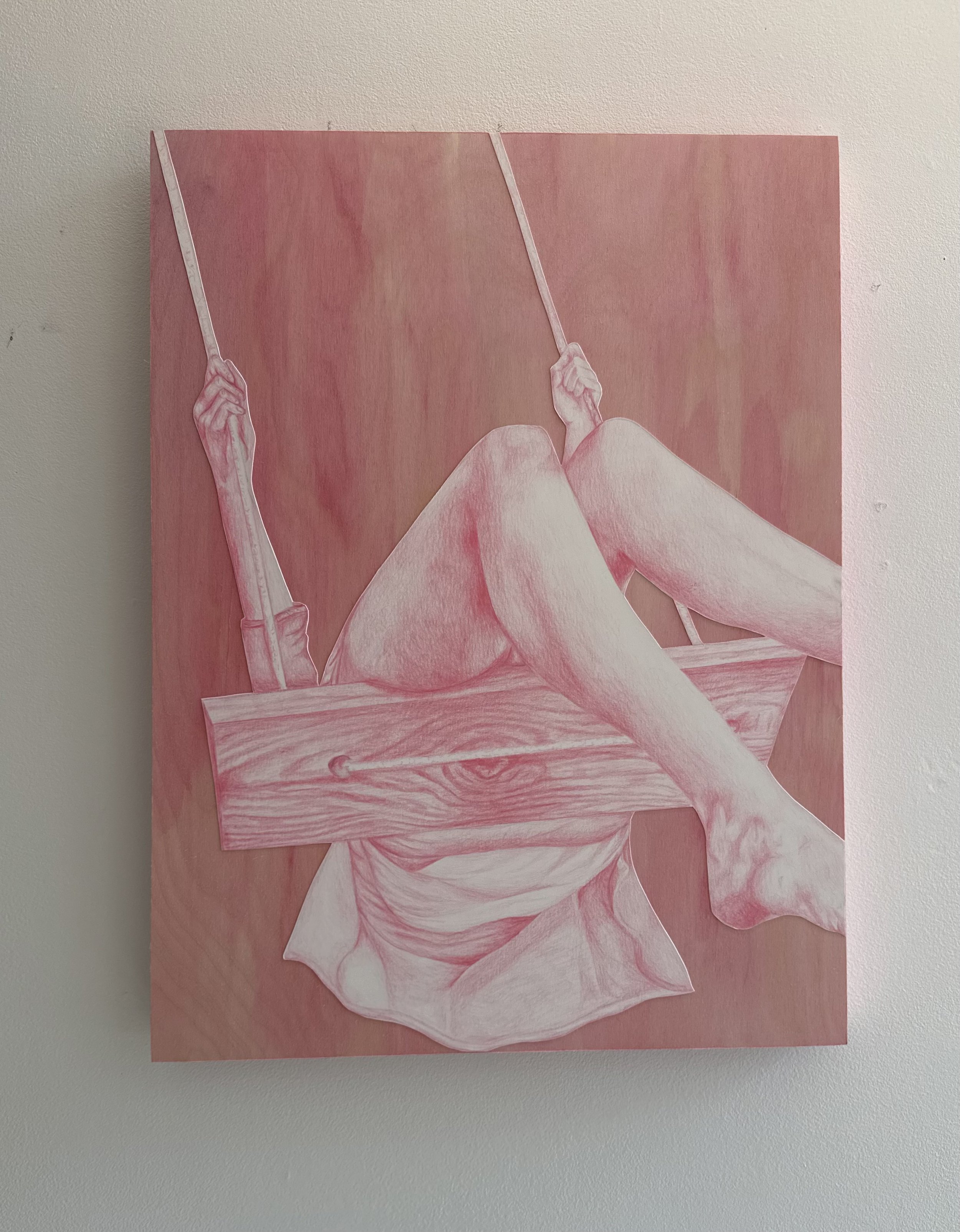 Untitled 
Colored pencil on paper, mounted on wooden panel 
2025