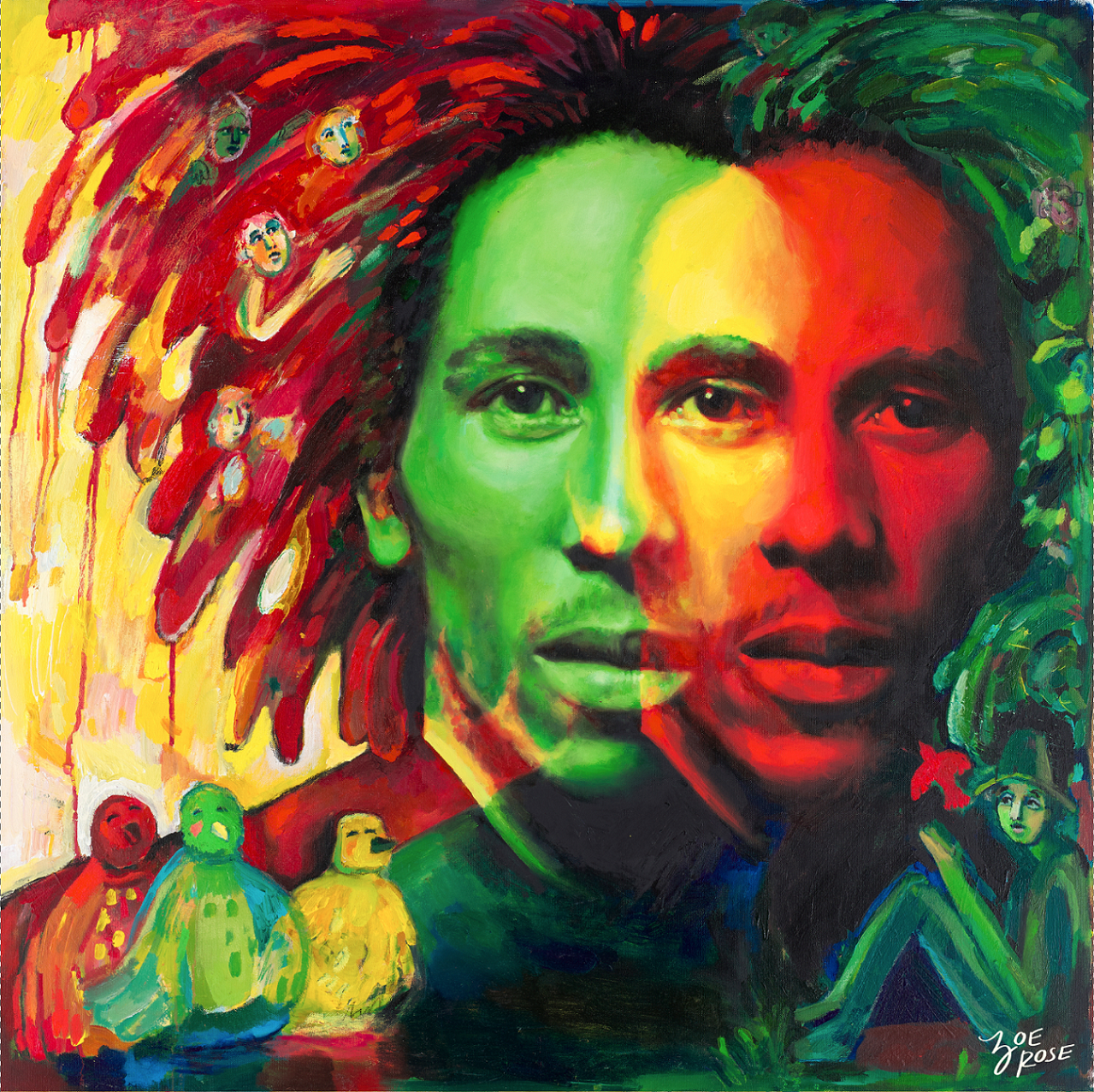  MARLEY AND THE BIRDS 
36" x 36"
2018
oil  and acrylic on canvas 
SOLD