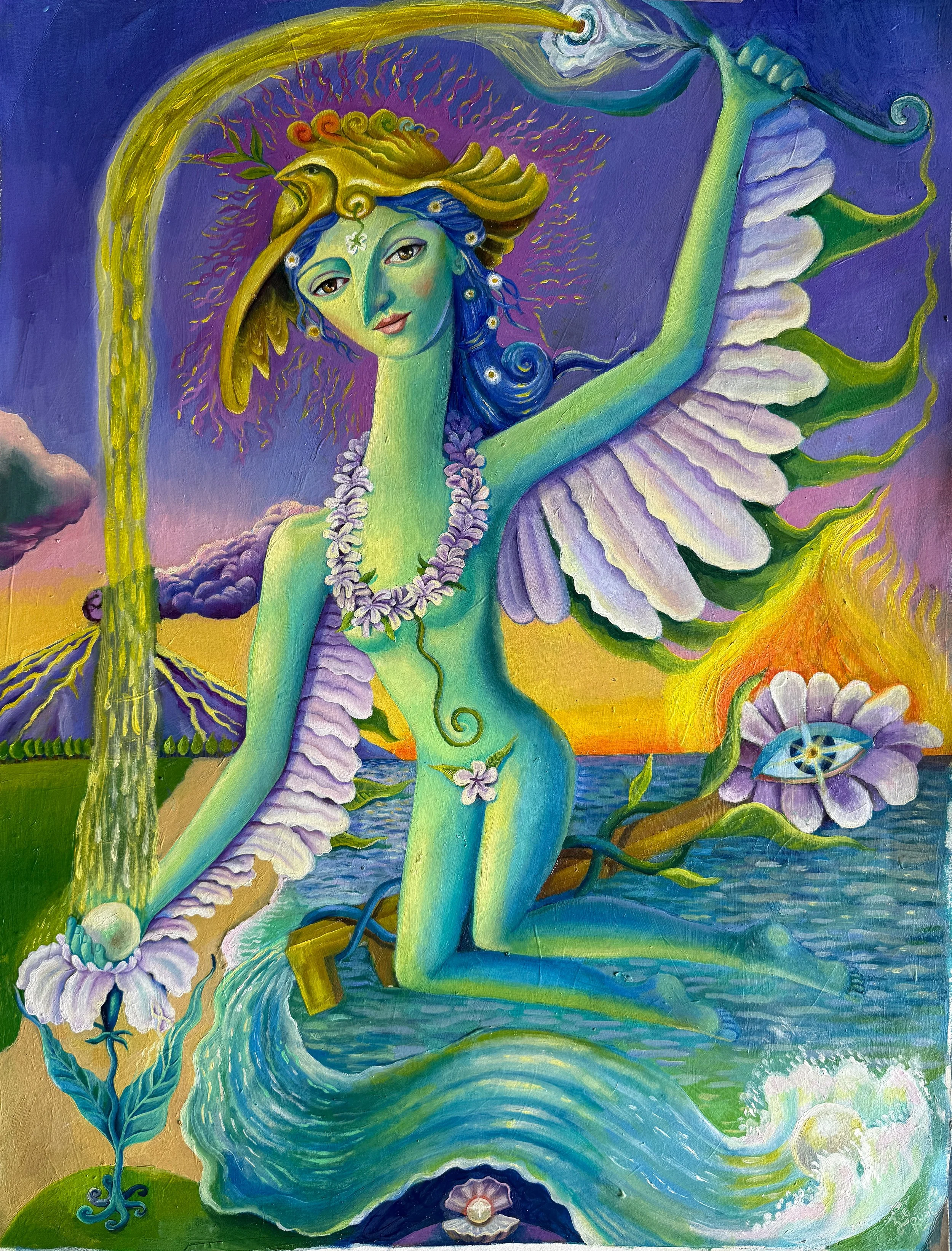  LIBERATION OF THE BIRD WOMEN 
19" x 26"
2025
oil and acrylic on paper
SOLD
