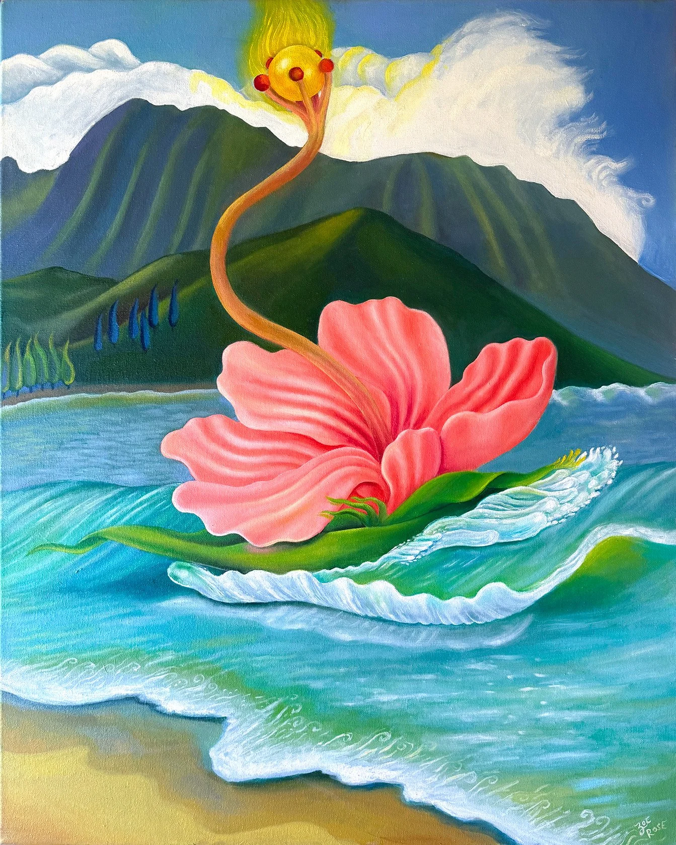  HIBISCUS BY THE BAY 2 
24" x 30"
2025
oil and acrylic on canvas
click on image for link to purchase