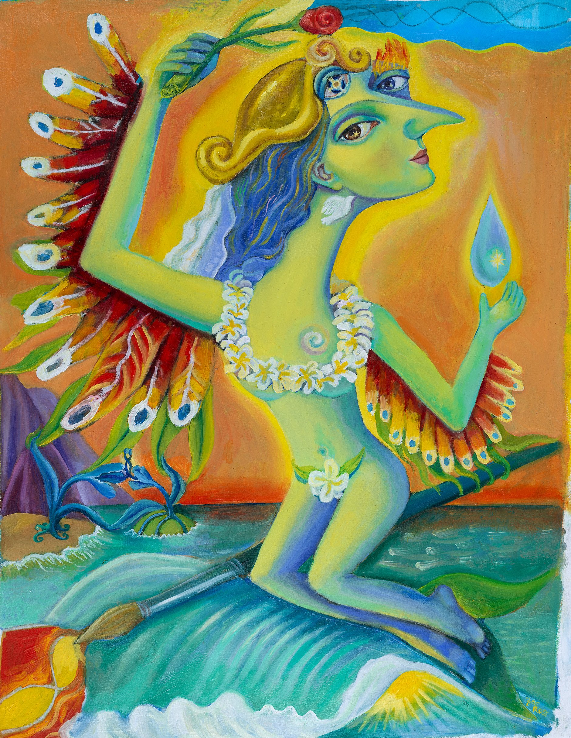  ILLUMINATION OF THE BIRD WOMEN 
19" x 26"
2025
oil and acrylic on paper
SOLD