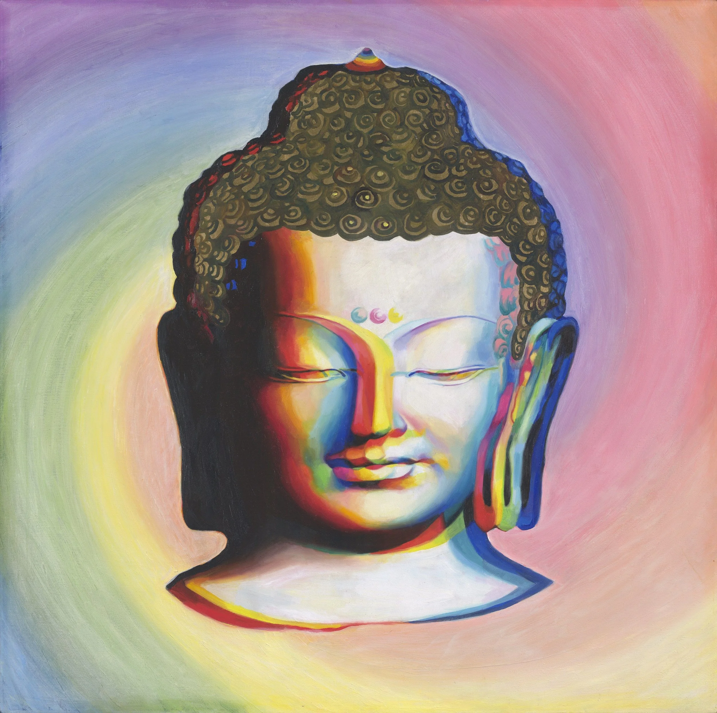  THE AWAKENED ONE 
44" x 44" 
2019
oil and golf leaf on canvas 
SOLD