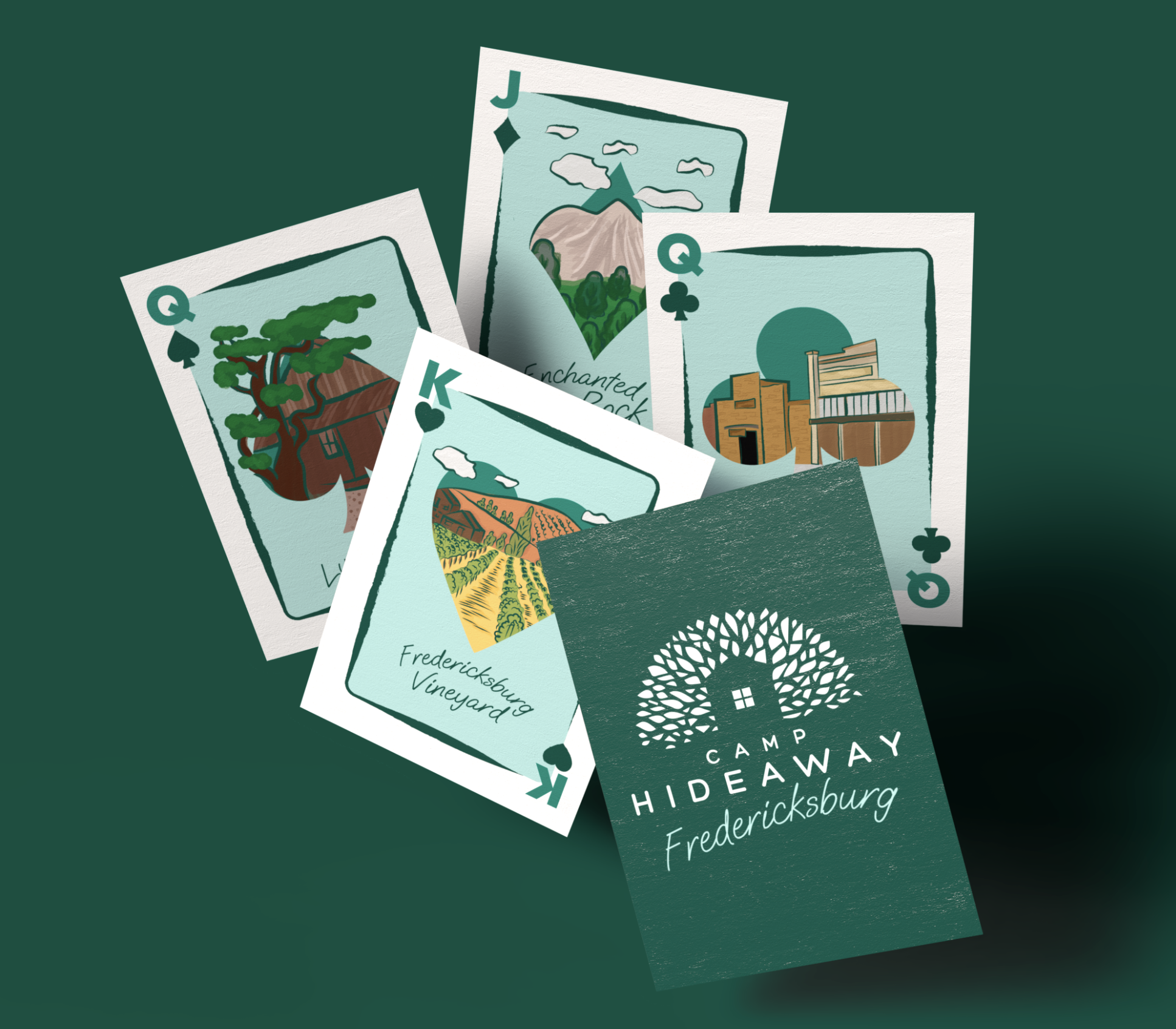 Playing card design for Camp Hideaway