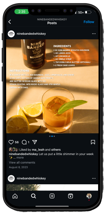 Nine Banded Whiskey Photoshoot
Art Direction & Social Media Content Creation