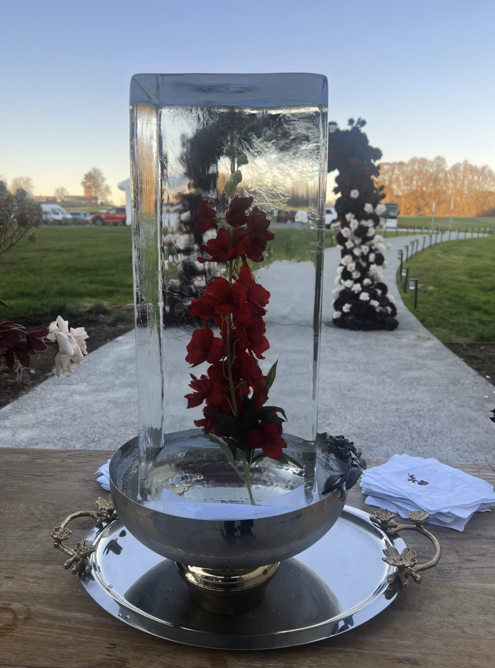 Flower Freeze In Ice Sculpture