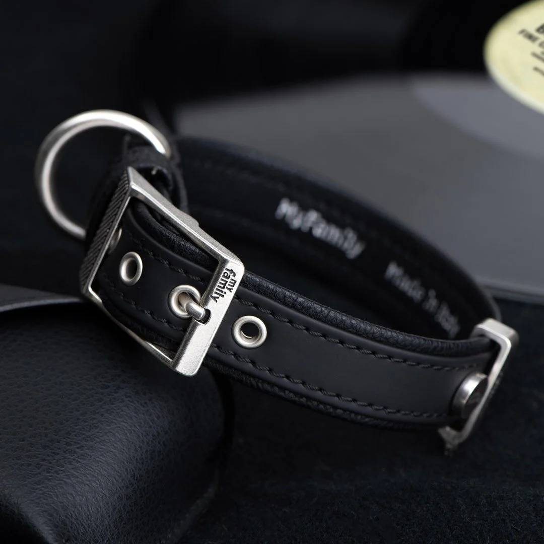 MyFamily Bilbao black synthetic fiber dog collar