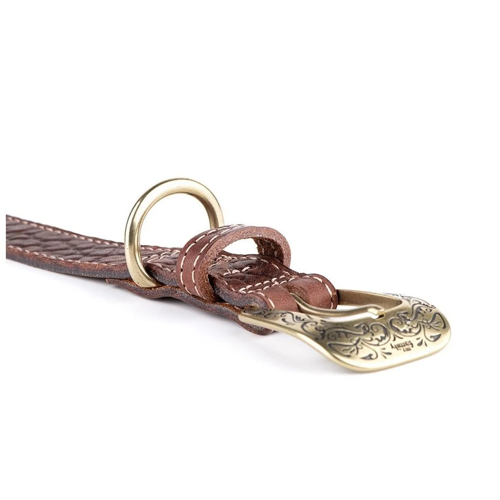 MyFamily El Paso brown genuine leather dog collar